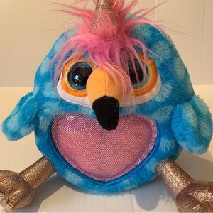 ZURU RAINBOCORNS Blue Plush w Pink Glitter Heart Parrot Beak. Big Eyes 1…
